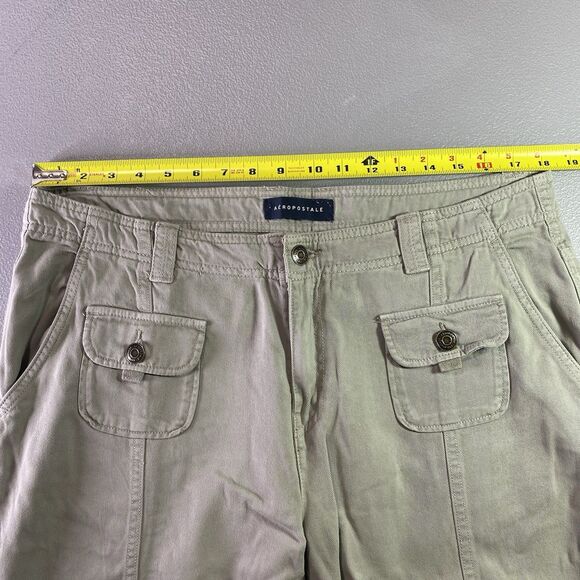 AEROPOSTALE Pants Low Rise Wide Flare Flap Pockets Womens 14 Light Army Green - Picture 5 of 11